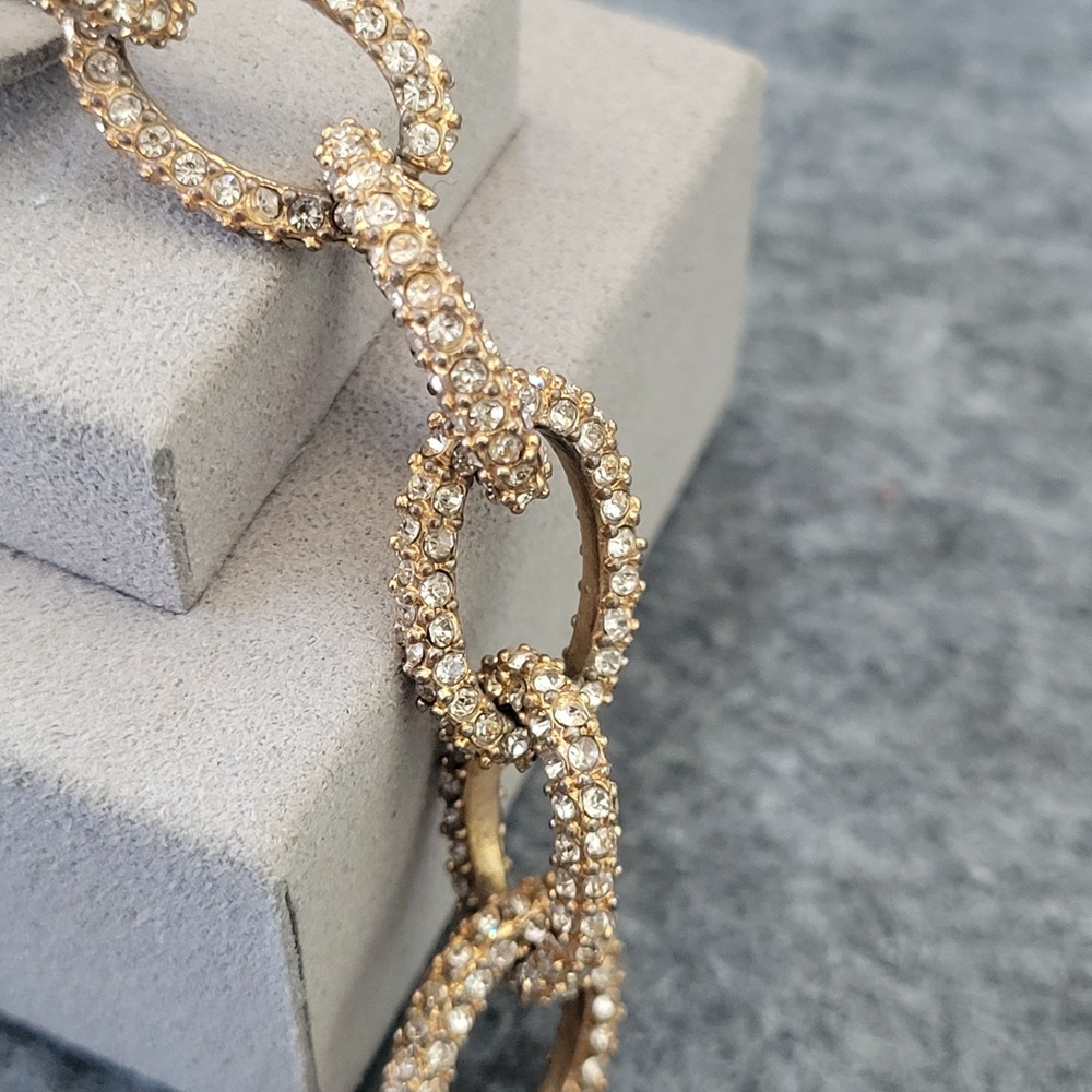 J.Crew Pave Crystal Chain Link Statement Bracelet 7in